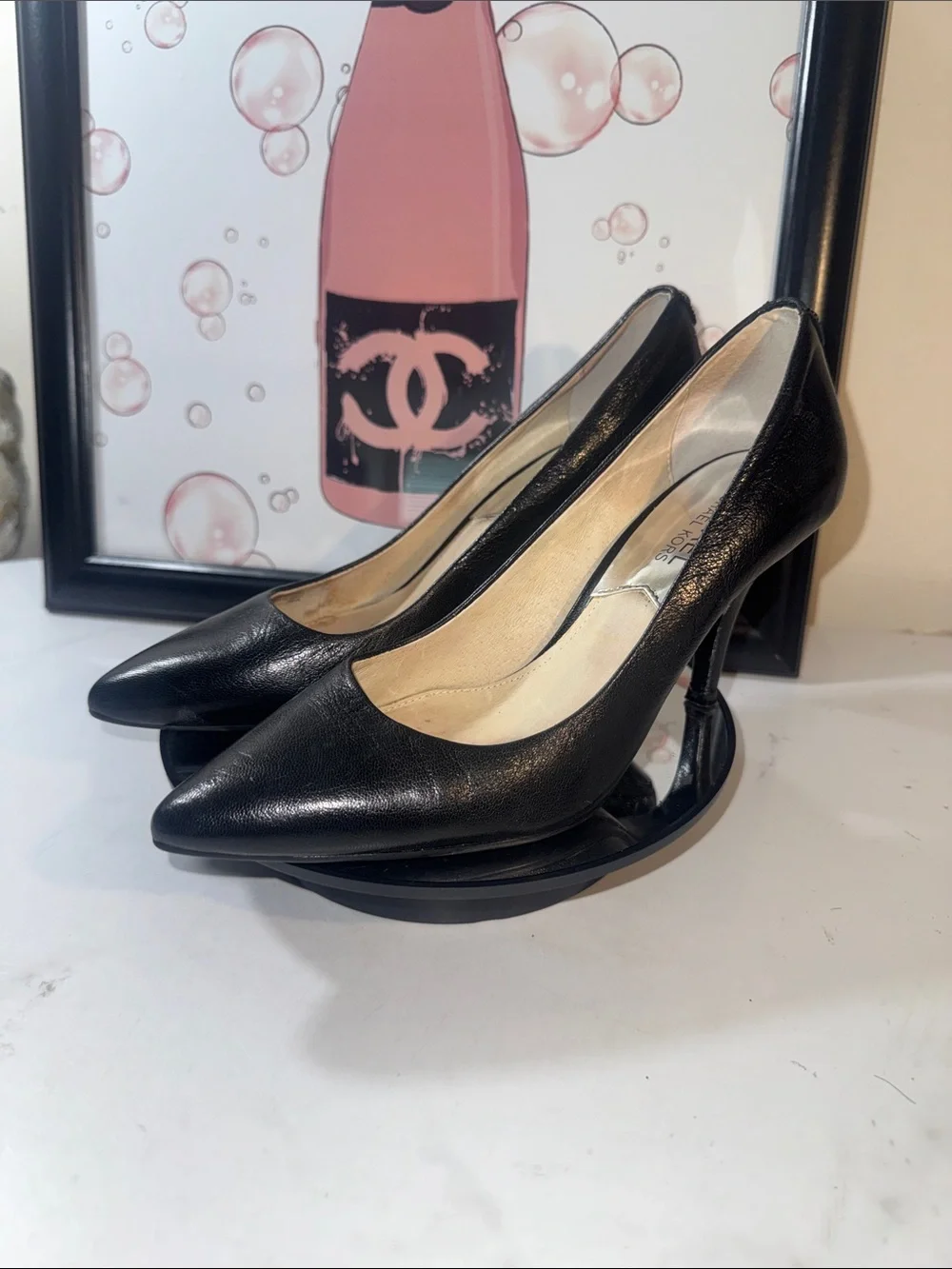 Michael Kors Black Leather Pointed Toe Pumps - Women’s Size 5.5